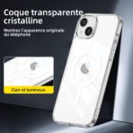 Coque compatible avec MagSafe Anti choc pour iPhone Anti-Jaunissement Étui de Protection Antichoc, Housse Anti-Rayures Dos Transparente – Image 5