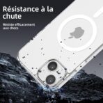 Coque compatible avec MagSafe Anti choc pour iPhone Anti-Jaunissement Étui de Protection Antichoc, Housse Anti-Rayures Dos Transparente – Image 3