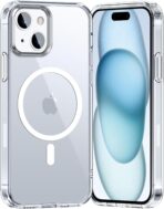 Coque compatible avec MagSafe Anti choc pour iPhone Anti-Jaunissement Étui de Protection Antichoc, Housse Anti-Rayures Dos Transparente